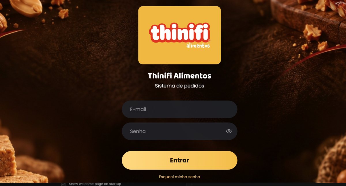 Sistema de pedidos da Thinifi Alimentos, feito pela Compass System